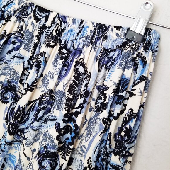 Free People Intimately High Waist Wide Leg Paisley Floral Palazzo Pants Blue XS - Picture 13 of 16